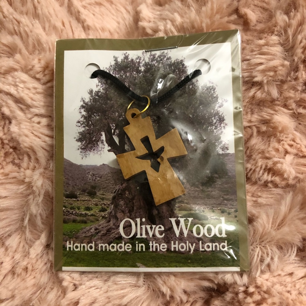 NWT Olive Wood Cross necklace from Jerusalem